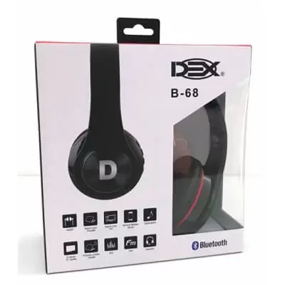 Headphone Bluetooth B-68 DEX Preto com Vermelho - Imagem 3