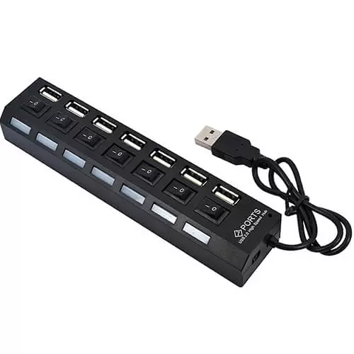 HUB USB 2.0 7 Portas High Speed Extensor Led On/Off 480Mbps
