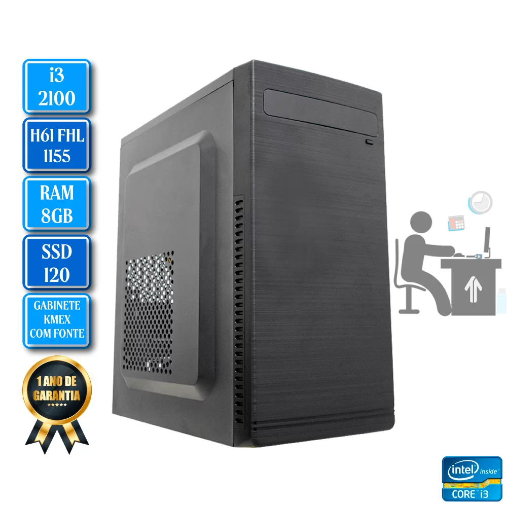 Computador INTEL i3 2100 H61 FHL LGA1155 RAM 8GB SSD 120GB - PC TECH