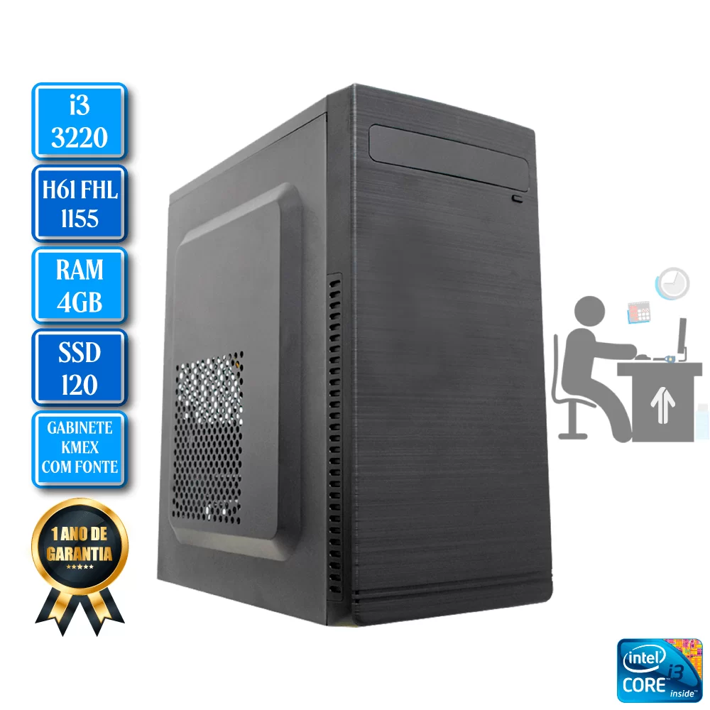 Computador INTEL i3 3220 H61 FHL LGA1155 RAM 4GB SSD 120GB - PC TECH