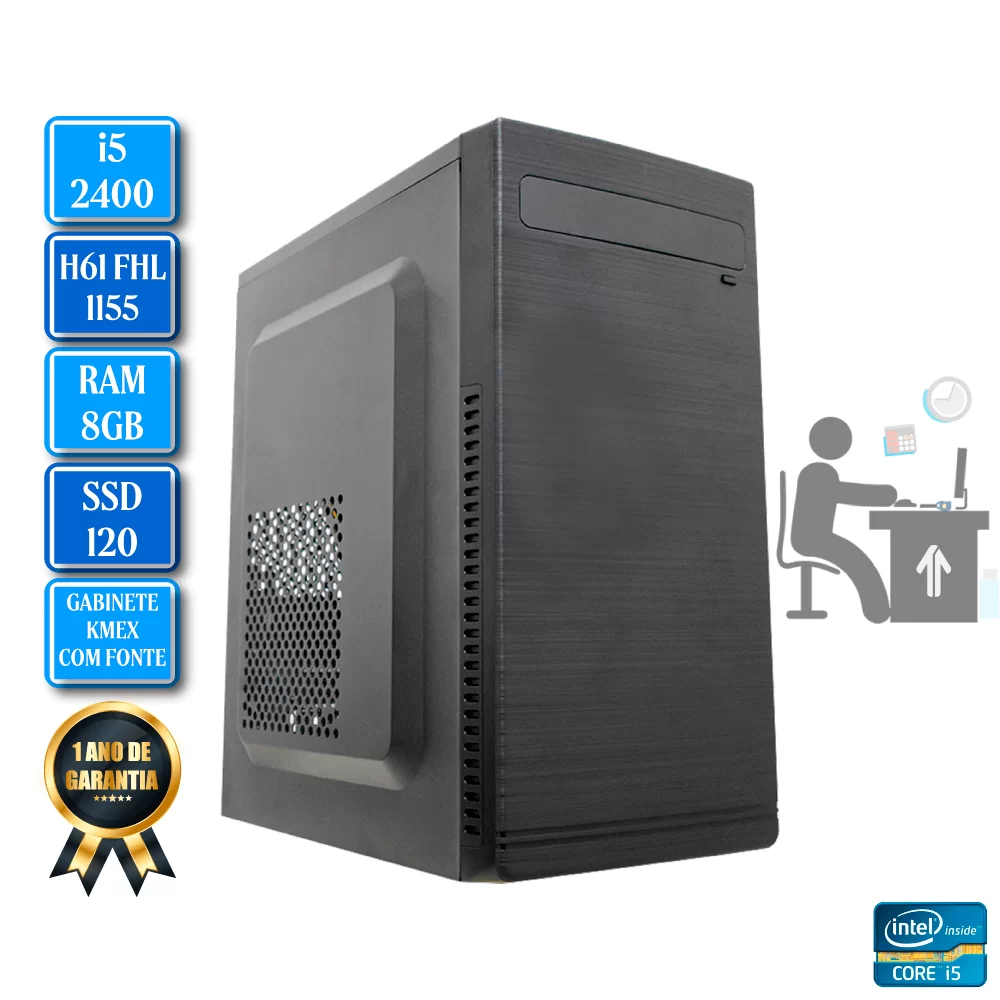 Computador INTEL i5 2400 H61 FHL LGA1155 RAM 8GB SSD 120GB - PC TECH