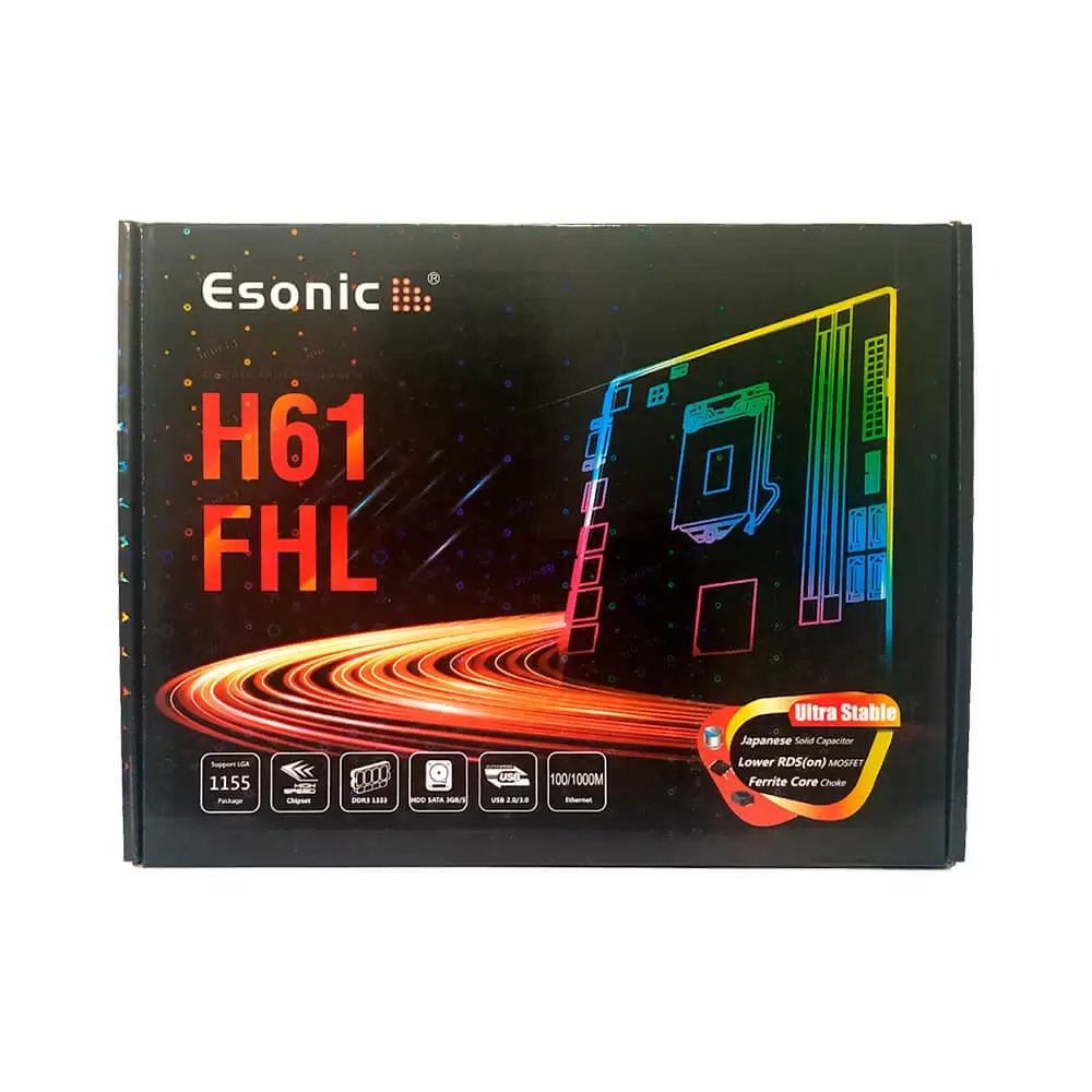 Placa Mãe H61 FHL LGA 1155 2ª e 3ª geração com USB 3.0 DDR3 VGA HDMI PCIE x16 2.0 ESONIC BOX - Imagem 3