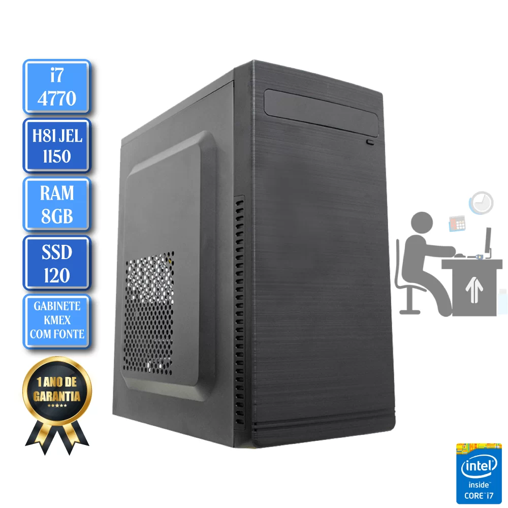 Computador INTEL i7 4770 H81 JEL LGA 1150 RAM 8GB SSD 120GB - PC TECH