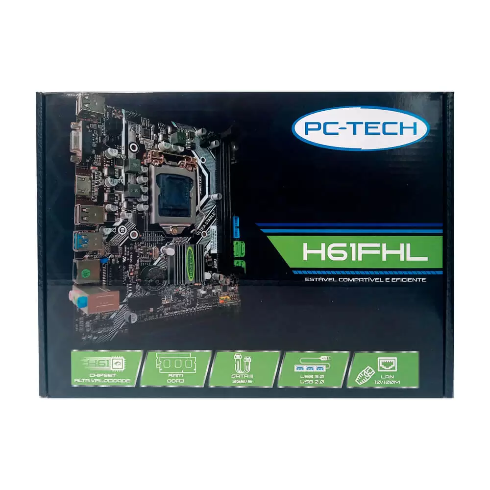 Placa Mãe H61 FHL LGA 1155 2ª e 3ª geração com USB 3.0 DDR3 VGA HDMI PCIE x16 2.0 PC-TECH BOX - Imagem 5