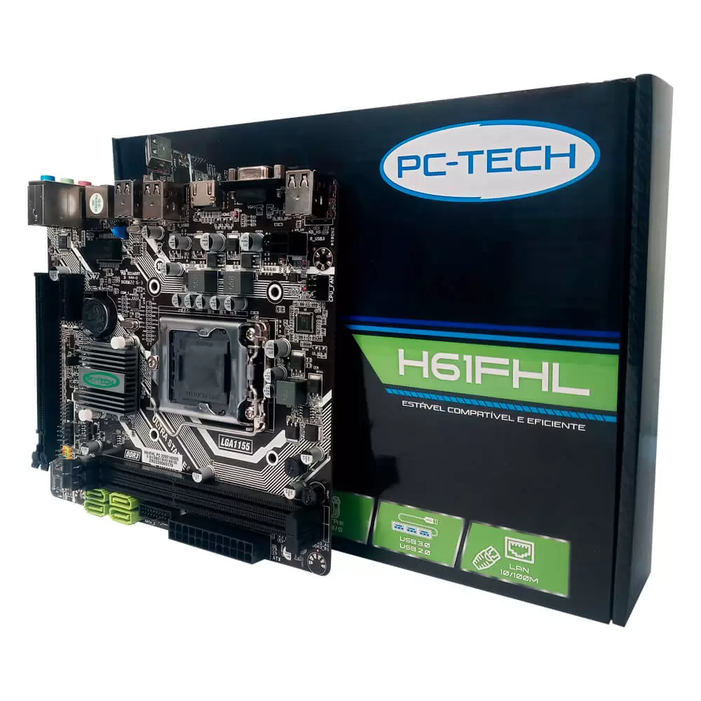 Placa Mãe H61 FHL LGA 1155 2ª e 3ª geração com USB 3.0 DDR3 VGA HDMI PCIE x16 2.0 PC-TECH BOX - Imagem 7