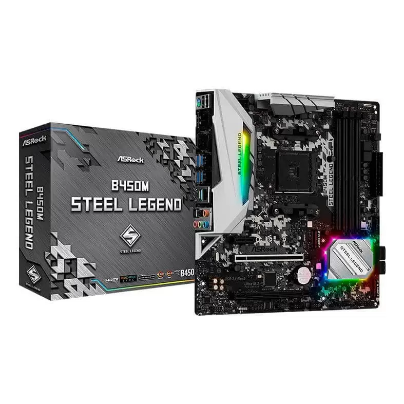PLACA MÃE ASROCK B450M STEEL LEGEND DDR4 SOCKET AM4 CHIPSET AMD mATX