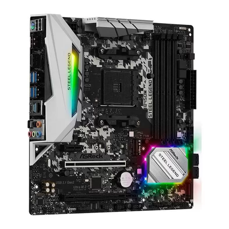 PLACA MÃE ASROCK B450M STEEL LEGEND DDR4 SOCKET AM4 CHIPSET AMD mATX - Imagem 2