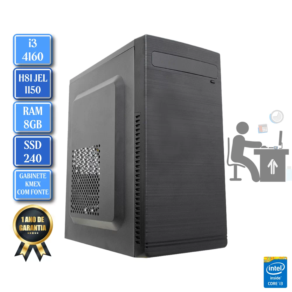 Computador INTEL i3 4160 H81 JEL LGA 1150 RAM 8GB SSD 240GB - PC TECH