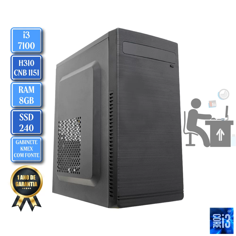 Computador INTEL i3 7100 H310 CNB LGA 1151 RAM 8GB SSD 240GB - PC TECH
