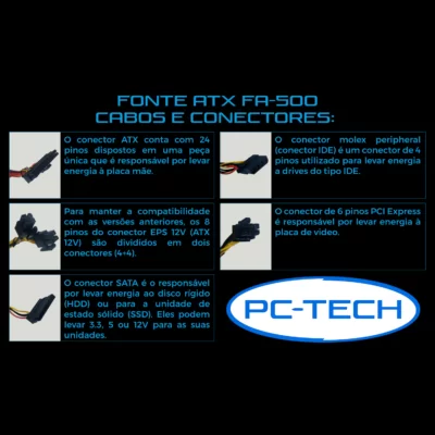 Fonte ATX de alimentação 500w FA–500 BOX PC – TECH - Image 4