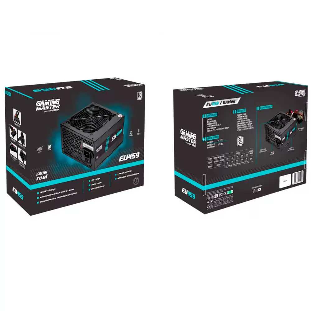 Fonte de Alimentação ATX 500W GAMER K-MEX EU459 - 80PLUS WHITE FCC CE CB BOX - Imagem 3