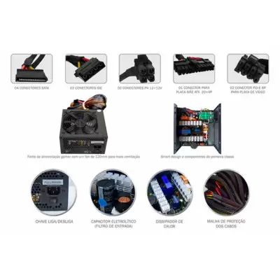 Fonte de Alimentação ATX 500W GAMER K-MEX EU459 - 80PLUS WHITE FCC CE CB BOX - Image 4