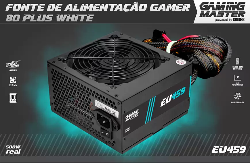 Fonte de Alimentação ATX 500W GAMER K-MEX EU459 - 80PLUS WHITE FCC CE CB BOX - Imagem 6