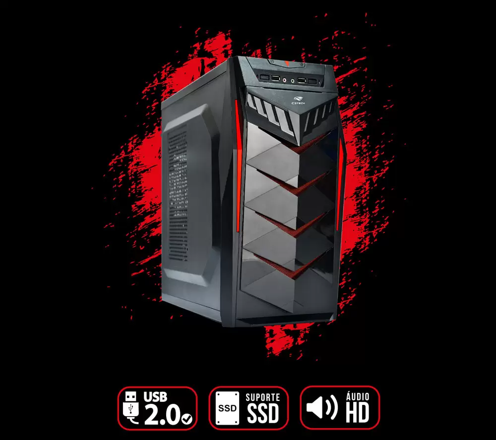 Gabinete Gamer MT-G70BK Audio HD C3Tech Mid tower Sem Fonte - Imagem 7