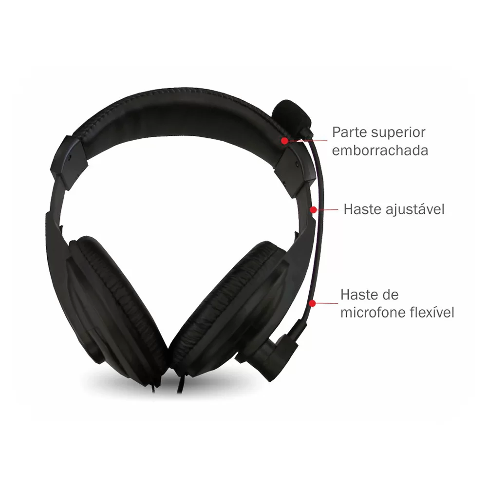 Fone de Ouvido Headset com Microfone ARS-7500 K-MEX 40mm multimídia Conexão P2 3.5mm Stereo Preto - Imagem 2