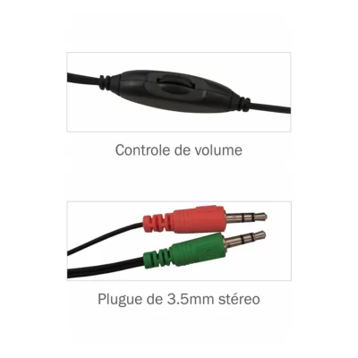 Fone de Ouvido Headset com Microfone ARS-7500 K-MEX 40mm multimídia Conexão P2 3.5mm Stereo Preto - Image 3