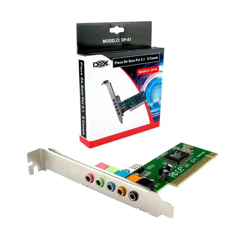 Placa de som 5.1 DP-61 com 5 canais DEX