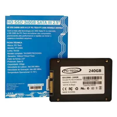 HD SSD 240gb Sata III 2.5" Leitura 550Mbps / Gravação 480Mbps PT-240A PC – TECH - Image 5