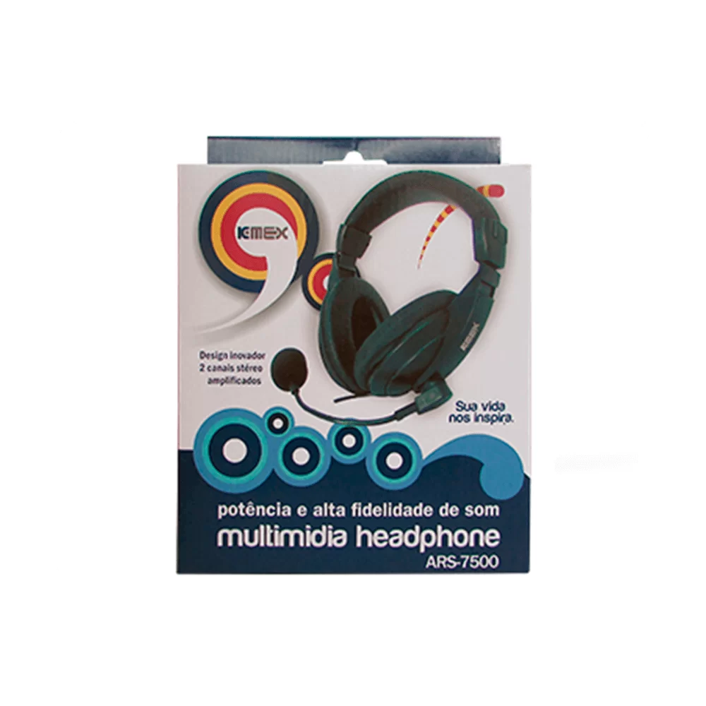 Fone de Ouvido Headset com Microfone ARS-7500 K-MEX 40mm multimídia Conexão P2 3.5mm Stereo Preto - Imagem 4
