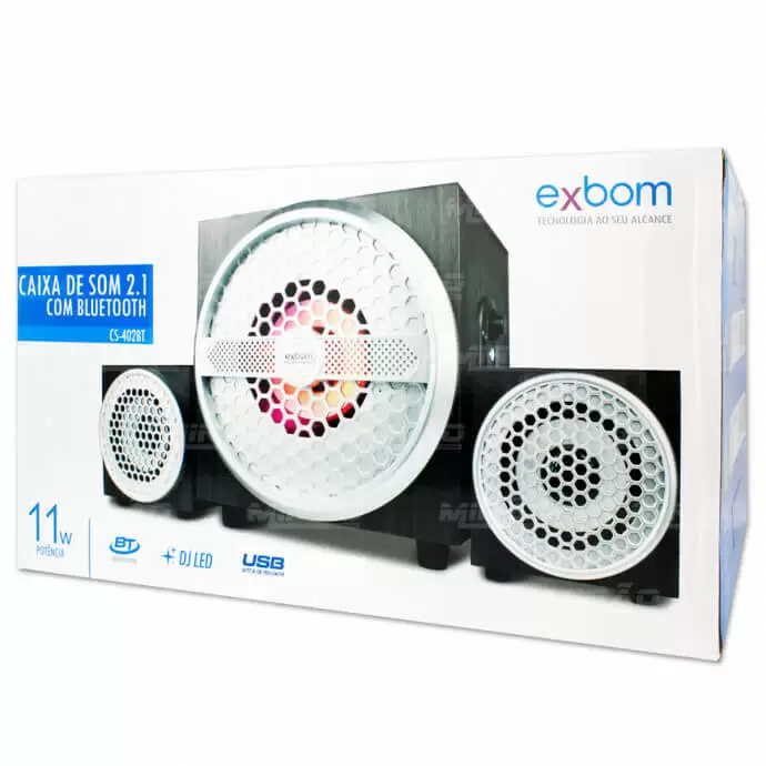 CAIXA DE SOM 2.1 USB COM BLUETOOTH 11W LED RGB CS-402BT BIVOLT EXBOM - Imagem 2