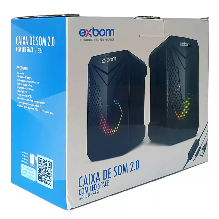 CAIXA DE SOM USB COM LED COLORIDO 10W 5V CS-C54 EXBOM PARA DESKTOP E NOTEBOOK - Imagem 3