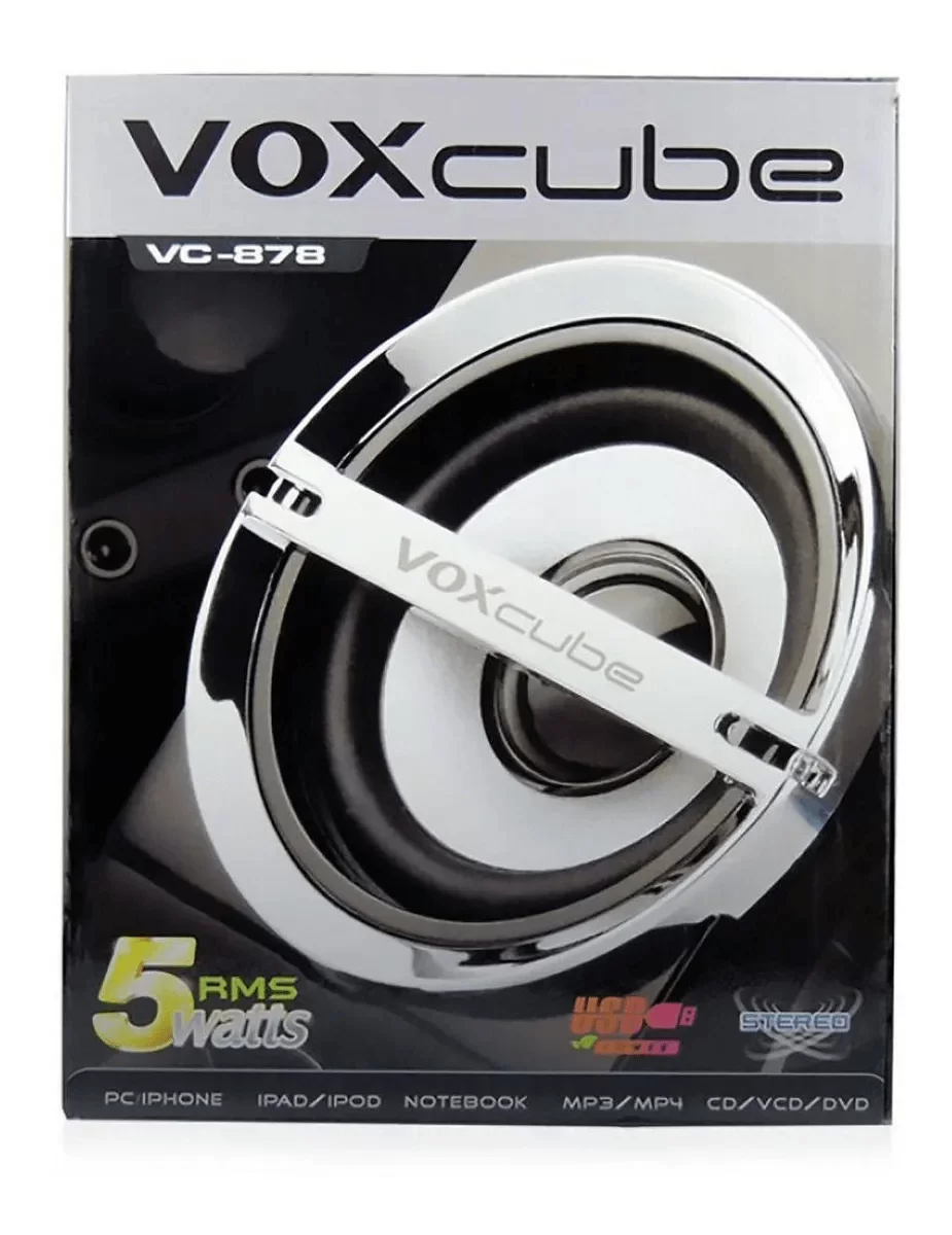 CAIXA DE SOM 5W RMS USB VC-878 VOX CUBE PARA DESKTOP NOTEBOOK SMARTPHONE - Imagem 2