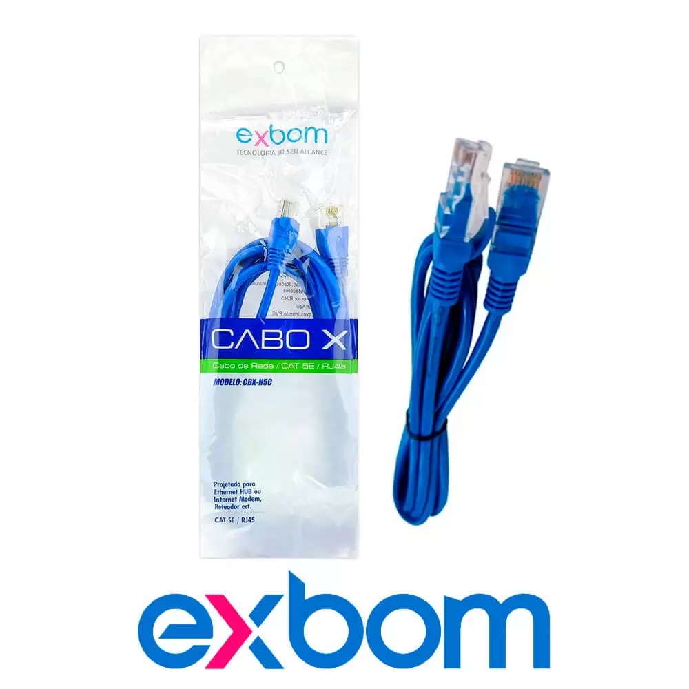 CABO DE REDE ETHERNET 3 METROS 1GBPS RJ45 CAT 5E GIGABIT CBX-N5C50 EXBOM - Imagem 2