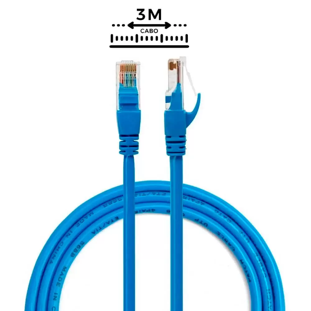 CABO DE REDE ETHERNET 3 METROS 1GBPS RJ45 CAT 5E GIGABIT CBX-N5C50 EXBOM - Imagem 7