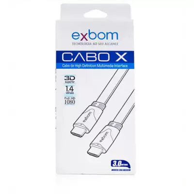 Cabo HDMI Achatado 3 Metros Versão 1.4 Conector Banhado a Ouro EXBOM Suporte 3D Full HD 1080P FLAT - CBX-HB30SM - Image 5