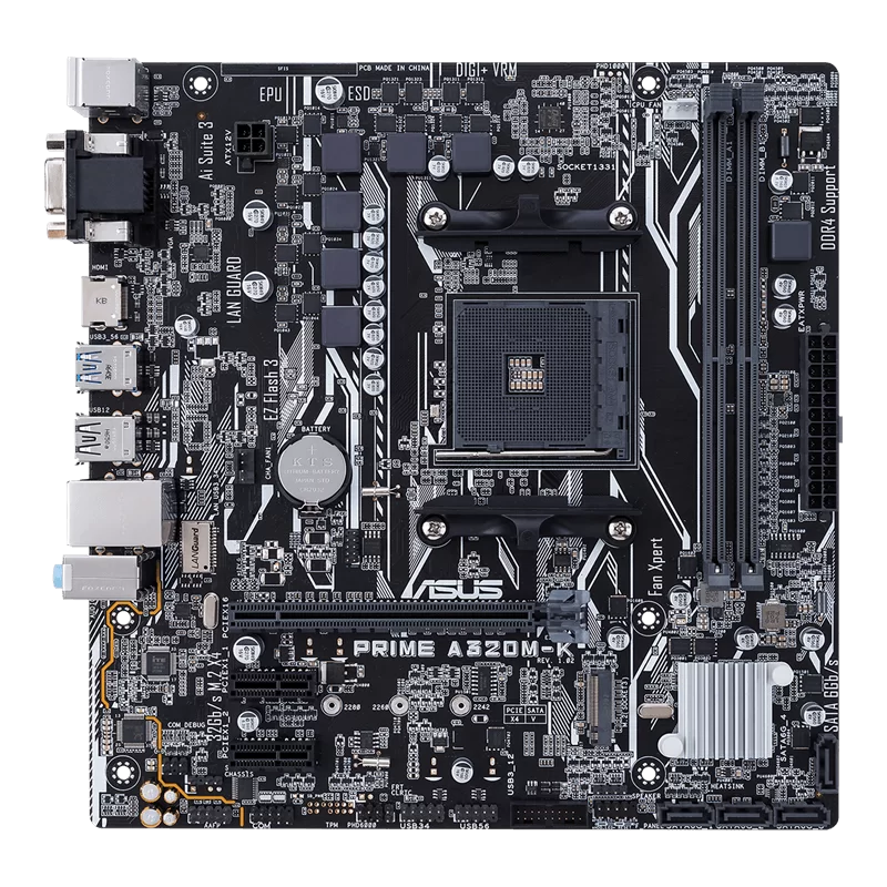 PLACA MÃE ASUS PRIME A320M-K/BR AMD AM4 DDR4 RYZEN MICRO ATX OEM - Imagem 6